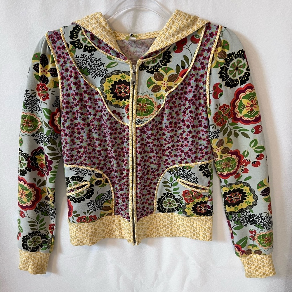Anthropologie Floral Patterned Zip-Up Hoodie